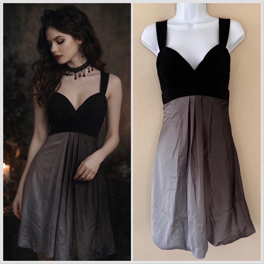 Cache Y2K Babydoll Dress Sz 6 Vintage‎ Satin Bubble Hem Whimsigoth Burnout Ombré